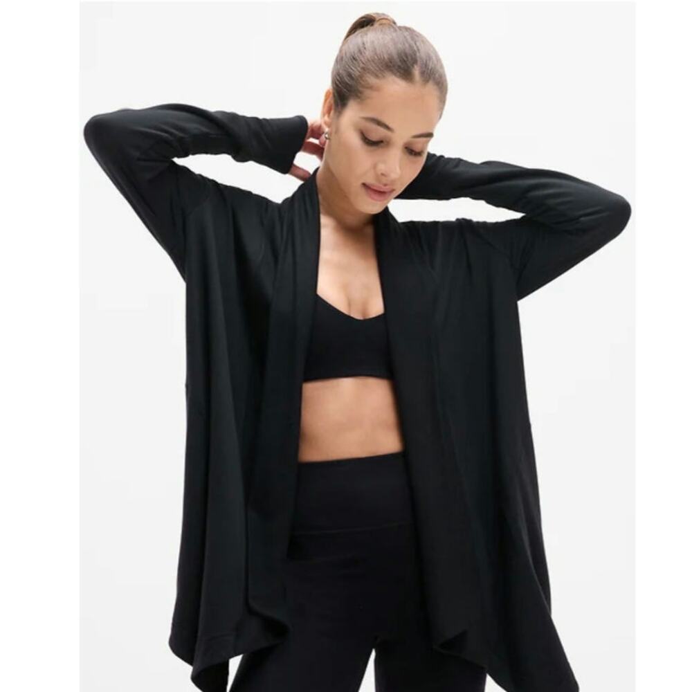 Athleta pranayama wrap longline cardigan soft stretchy‎ pockets thumbholes XS